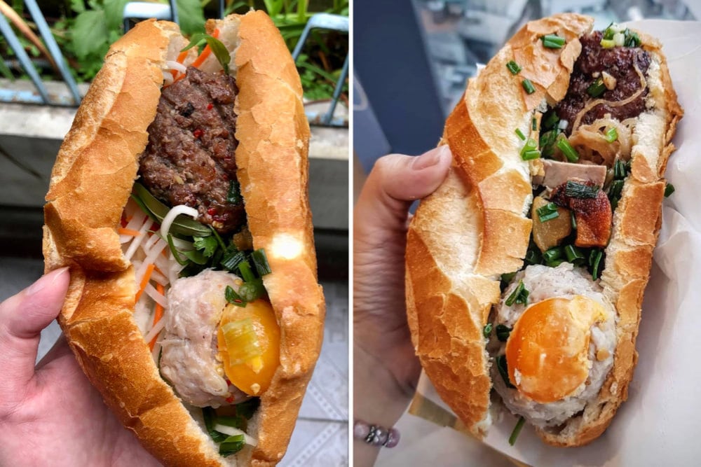 Each serving of grilled beef meatball banh mi comes with an extra salted egg pork meatballs, making it rich, flavorful, and absolutely delicious
